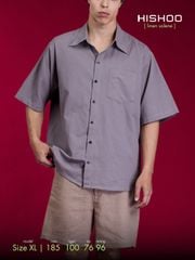 Áo Sơ Mi Xám Môn Nam Relax Form Rộng, Cổ Thường, Lai Ngang Linen Solene Vải Mềm Mát HISHOO A1T003