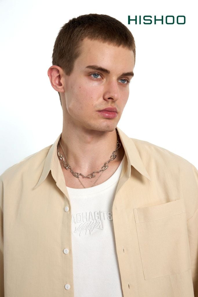 Áo Sơ Mi Nam Relax Form Rộng Linen Solene Vải Mềm Mát HISHOO AB001