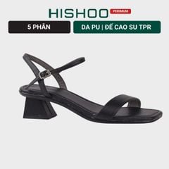 Giày Cao Gót Sandal 5cm Quai Mảnh Mũi Vuông Hishoo S041