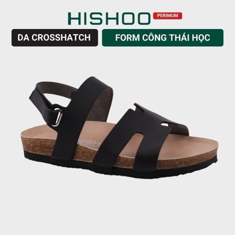 Dép đế trấu sandal birken chữ H Crosshatch Premium HISHOO B115