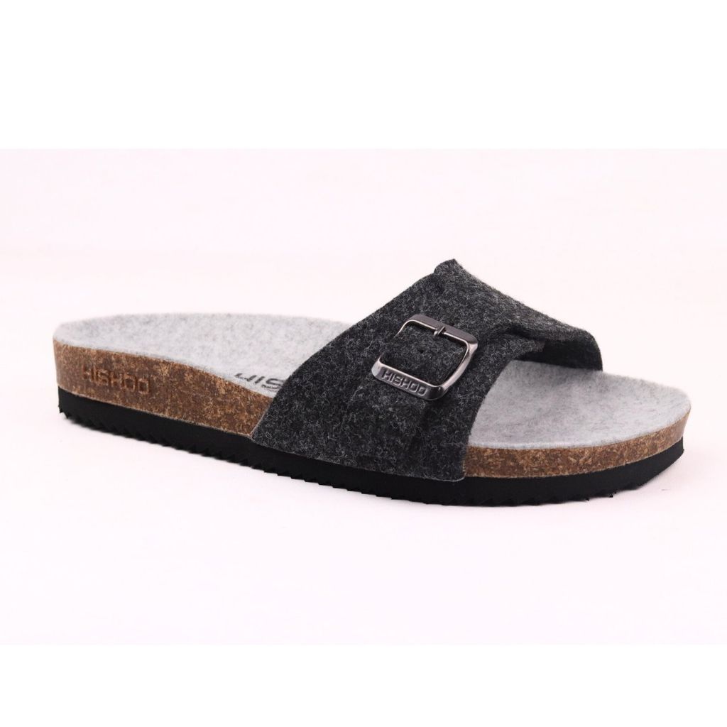 Dép đế trấu birken 1 khóa vải dạ Premium HISHOO B113