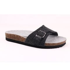 Dép đế trấu birken 1 khóa vải dạ Premium HISHOO B113