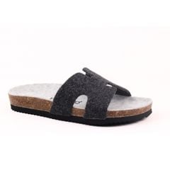 Dép đế trấu birken chữ H vải dạ Premium HISHOO B095