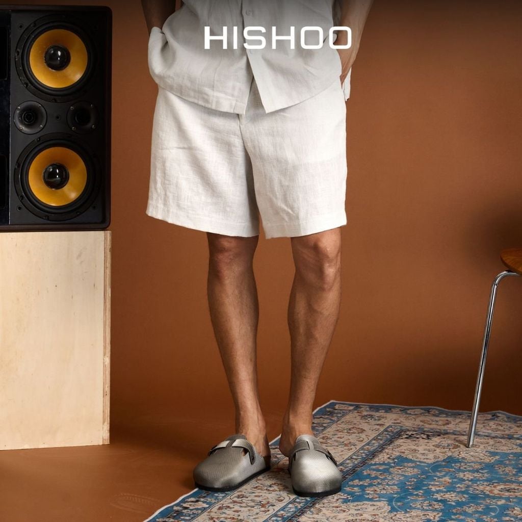 Quần short nam Linen Solene HISHOO Thoáng mát giữ form mặc đi chơi đi làm Q1T001