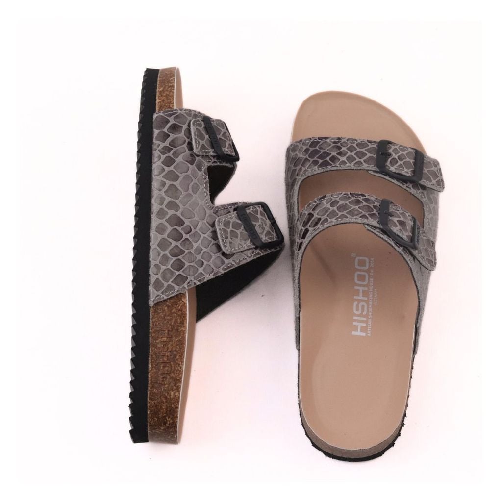 Dép đế trấu birken 2 khoá Vân Đá premium HISHOO B093