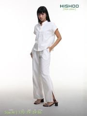 Quần dài Linen Nữ Lưng Thun, Xẻ Tà Hishoo basic mặc đi chơi, đi làm HISHOO Q3G001