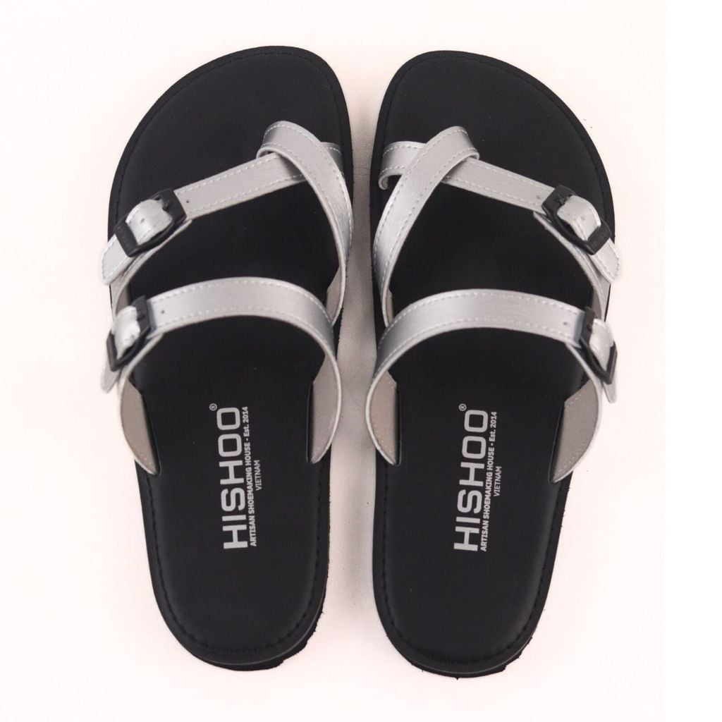 Dép lê bệt Daily Trek sandal (sandal đi bộ đường dài) Nam xỏ ngón Bạc lót da premium Felix HISHOO P098