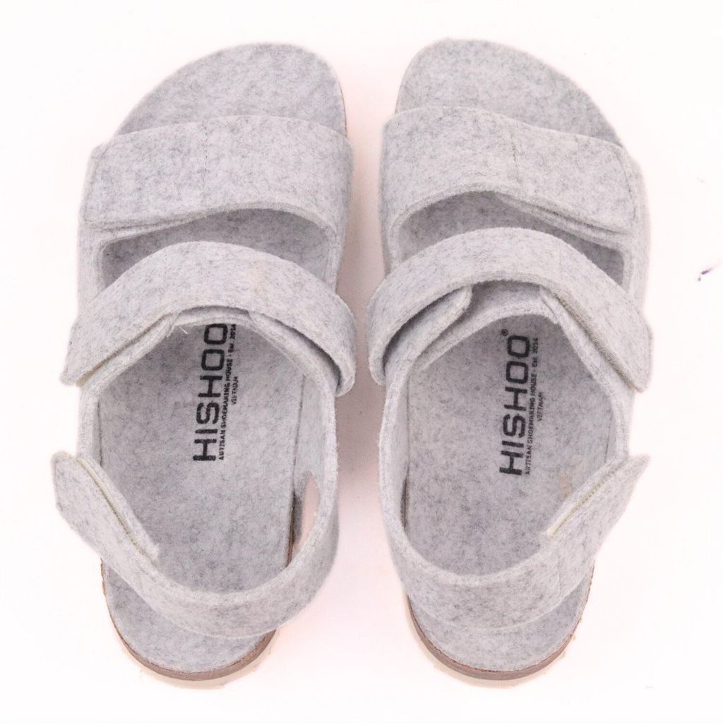 Dép đế trấu sandal birken quai ngang xé dán vải dạ Premium HISHOO B110