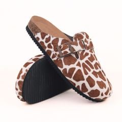 Dép đế trấu sục Boston quai ngang Bò sữa CowHide HISHOO H109