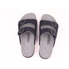 Dép đế trấu birken 2 khoá vải dạ Premium HISHOO B093