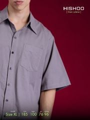 Áo Sơ Mi Xám Môn Nam Relax Form Rộng, Cổ Thường, Lai Ngang Linen Solene Vải Mềm Mát HISHOO A1T003