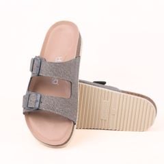 Dép đế trấu birken 2 khóa Xám Demin Khóa Xám Premium HISHOO B093