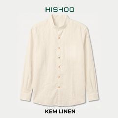 Áo Sơ Mi Nút Gỗ Tay Dài Nữ Relax Form Rộng, Cổ Tàu Vuông, Lai Ngang Linen Solene Vải Mềm Mát HISHOO A2G002