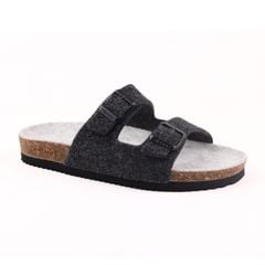Dép đế trấu birken 2 khoá vải dạ Premium HISHOO B093