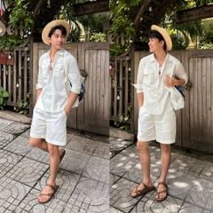 Áo Sơ Mi Nam 2 Túi Tay Dài  Relax Form Rộng, Cổ Thường, Lai Ngang Linen Solene Vải Mềm Mát HISHOO A2T005