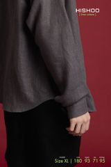 Áo Sơ Mi Nam Tay Dài Relax Form Rộng, Cổ Tàu Tròn, Lai Ngang Linen Solene Vải Mềm Mát HISHOO A2T001