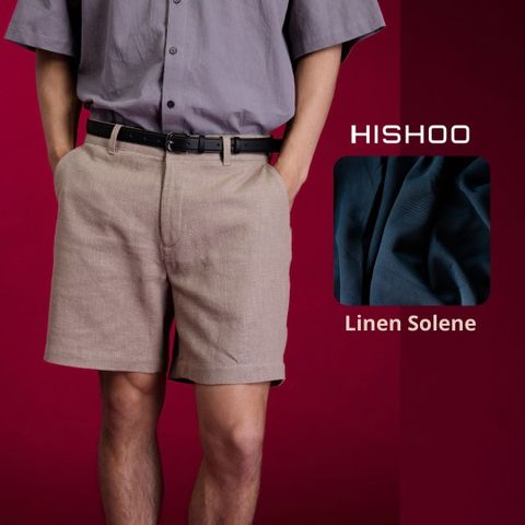 Quần short Nâu nam Linen Solene HISHOO Thoáng mát giữ form mặc đi chơi đi làm Q1T001
