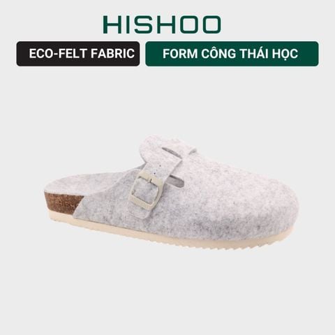 Dép đế trấu sục Boston quai ngang vải dạ Premium HISHOO B109