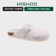 Dép đế trấu sục Boston quai ngang vải dạ Premium HISHOO B109