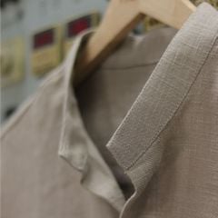 Áo Sơ Mi Nam Relax Form Rộng, Cổ Tàu Vuông, Lai Ngang Linen Solene Vải Mềm Mát HISHOO A1T002