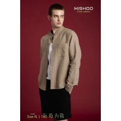 Áo Sơ Mi Nam Tay Dài Relax Form Rộng, Cổ Tàu Vuông, Lai Ngang Linen Solene Vải Mềm Mát HISHOO A2T002
