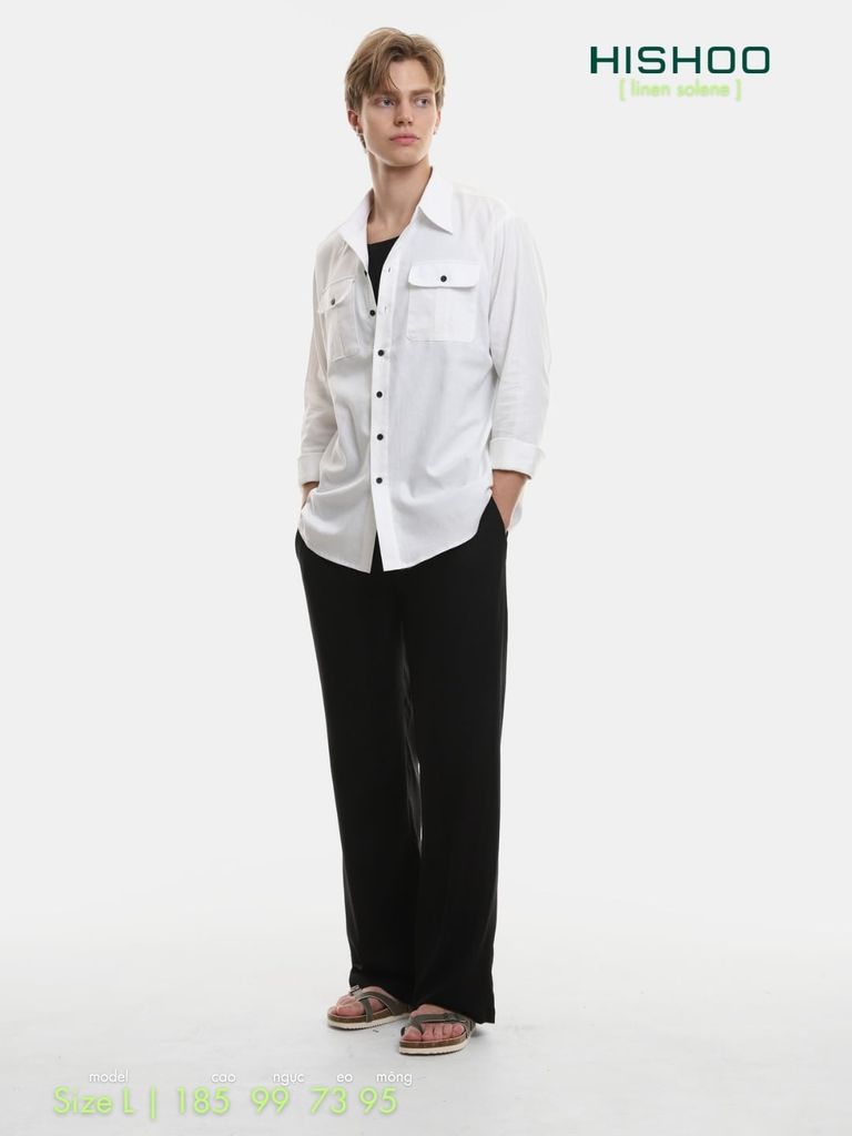 Quần dài nam Linen Solene HISHOO Thoáng mát giữ form mặc đi chơi đi làm Q3T001