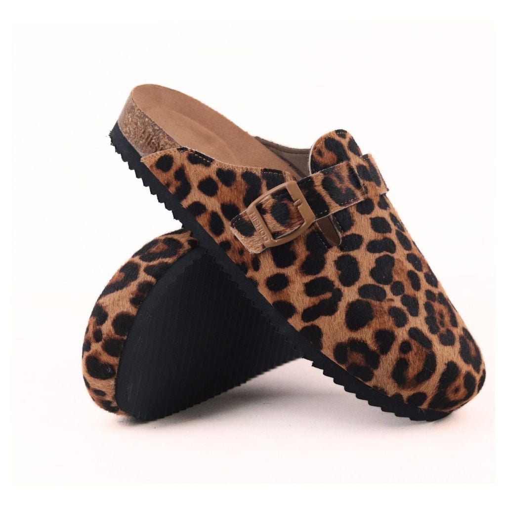 Dép đế trấu sục Boston quai ngang Da Beo Cowhide HISHOO H109