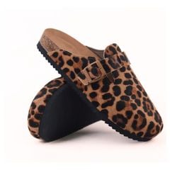 Dép đế trấu sục Boston quai ngang Da Beo Cowhide HISHOO H109