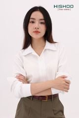 Quần kaki nữ lưng cao xếp li Hishoo short suông basic mặc đi chơi, đi làm HISHOO Q2G001