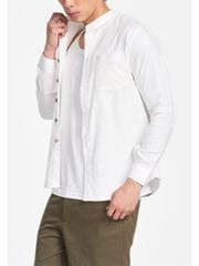 Áo Sơ Mi Nam Nút Gỗ Tay Dài Relax Form Rộng, Cổ Tàu Vuông, Lai Ngang Linen Solene Vải Mềm Mát HISHOO A2T002