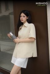 Áo Sơ Mi Nữ Relax Form Rộng, Cổ Thường, Lai Ngang Linen Solene Vải Mềm Mát HISHOO A1G003