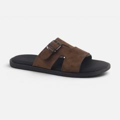 Dép lê bệt Nam quai ngang 1 khóa da lộn lót da premium Manto 6 HISHOO K003