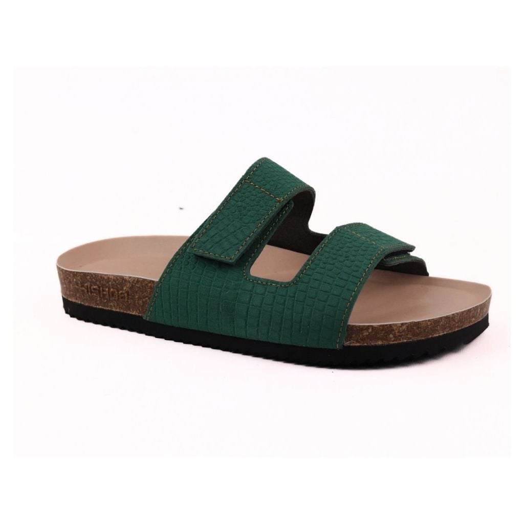 Dép đế trấu birken xé dán Green Croco Premium HISHOO B105