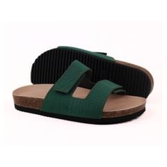 Dép đế trấu birken xé dán Green Croco Premium HISHOO B105