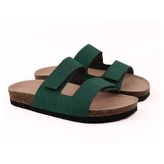 Dép đế trấu birken xé dán Green Croco Premium HISHOO B105
