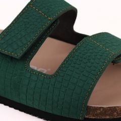 Dép đế trấu birken xé dán Green Croco Premium HISHOO B105