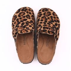 Dép đế trấu sục Boston quai ngang Da Beo Cowhide HISHOO H109