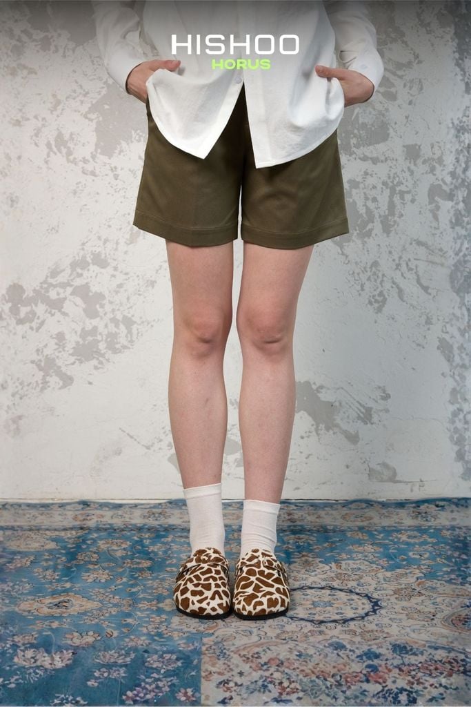 Dép đế trấu sục Boston quai ngang Bò sữa CowHide HISHOO H109