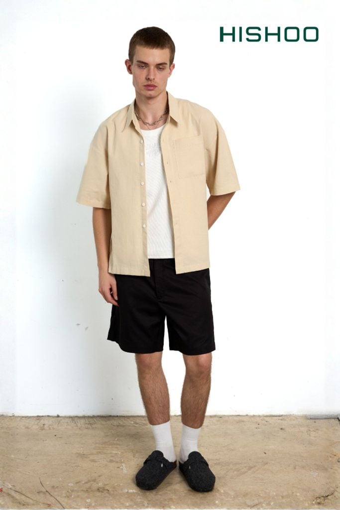 Áo Sơ Mi Nam Relax Form Rộng Linen Solene Vải Mềm Mát HISHOO AB001