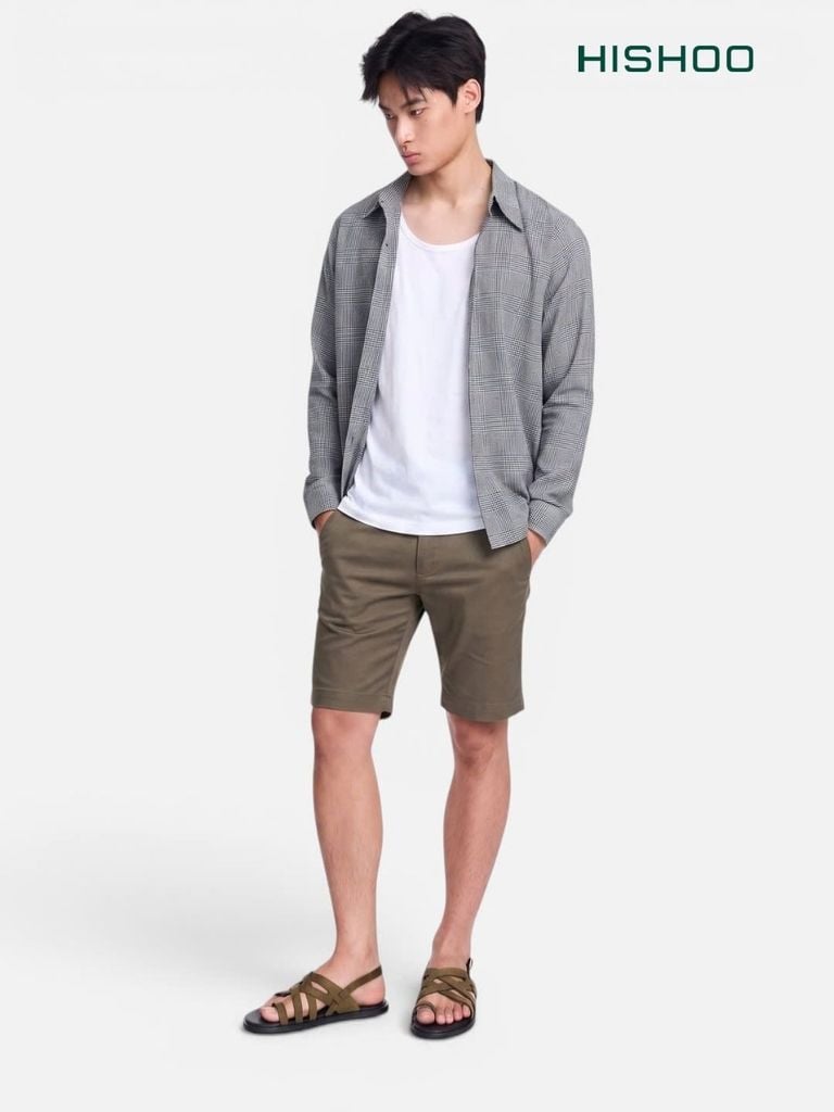 Dép Sandal lê bệt Nam quai ngang chéo xỏ ngón da lộn premium Manto 6 HISHOO K010