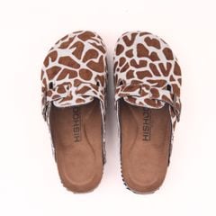 Dép đế trấu sục Boston quai ngang Bò sữa CowHide HISHOO H109