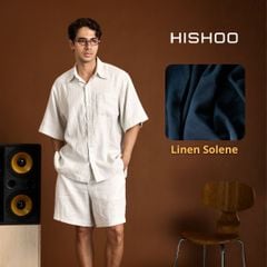 Áo Sơ Mi Nam Relax Form Rộng, Cổ Thường, Lai Ngang Linen Solene Vải Mềm Mát HISHOO A1T003