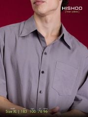 Áo Sơ Mi Xám Môn Nam Relax Form Rộng, Cổ Thường, Lai Ngang Linen Solene Vải Mềm Mát HISHOO A1T003