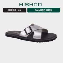 Dép lê bệt Daily Trek Sandal (Sandal đi bộ đường dài) Nam quai ngang chéo có khóa Bạc lót da premium Felix HISHOO P096