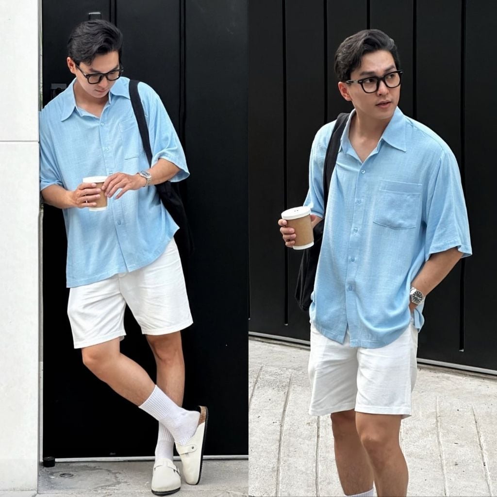 Áo Sơ Mi Nam Relax Form Rộng, Cổ Thường, Lai Ngang Linen Solene Vải Mềm Mát HISHOO A1T003