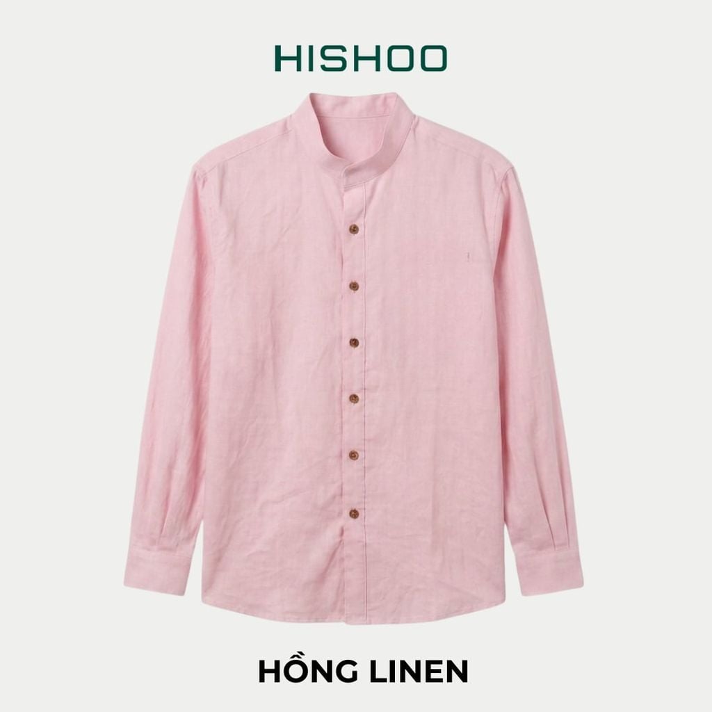 Áo Sơ Mi Nút Gỗ Tay Dài Nữ Relax Form Rộng, Cổ Tàu Vuông, Lai Ngang Linen Solene Vải Mềm Mát HISHOO A2G002