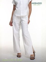 Quần dài Linen Nữ Lưng Thun, Xẻ Tà Hishoo basic mặc đi chơi, đi làm HISHOO Q3G001