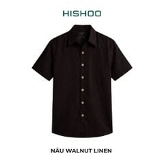 Áo Sơ Mi Nữ Nút GỗRelax Form Rộng, Cổ Thường, Lai Ngang Linen Solene Vải Mềm Mát HISHOO A1G003