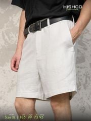 Quần short nam Xám Tro Linen Solene HISHOO Thoáng mát giữ form mặc đi chơi đi làm Q1T001