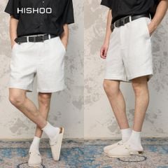 Quần short nam Linen Solene HISHOO Thoáng mát giữ form mặc đi chơi đi làm Q1T001